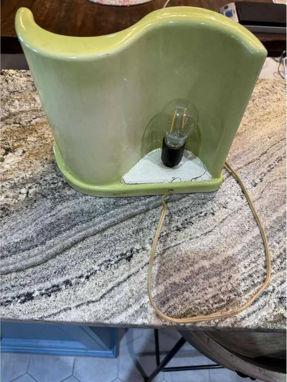 Mid-Century Modern Ceramic TV Lamp with Planter, Signed Bigham '53